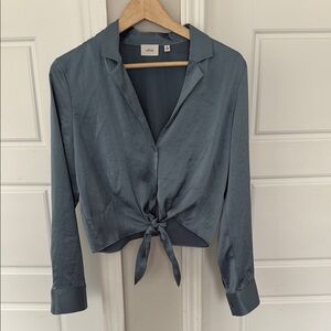 Wilfred Blue Relaxed Tie-Front Blouse